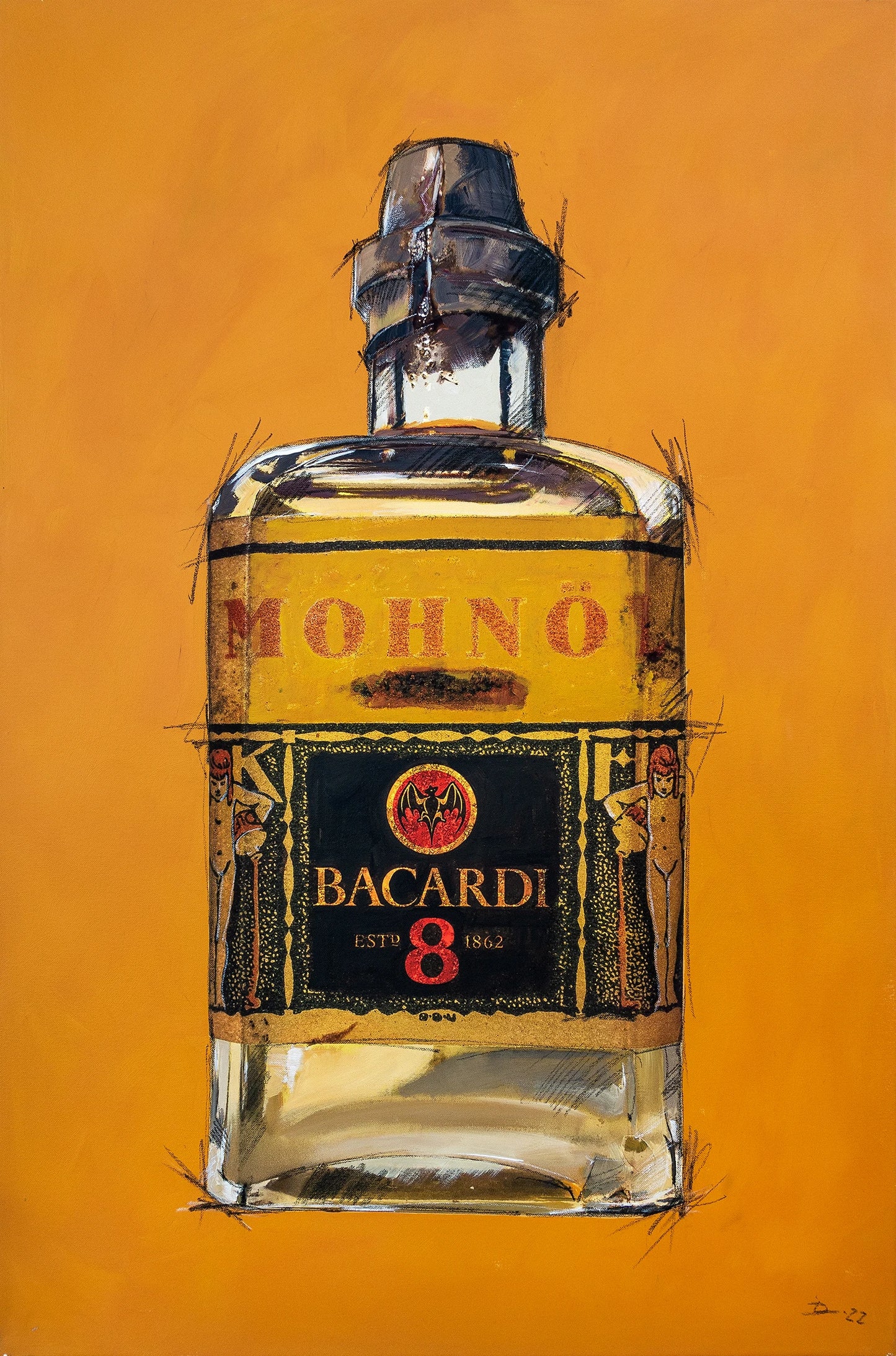 Bild einer Bacardi Flasche als Alkoholika Artefakt Kunstdruck von Dominik Lommer als Bild oder Poster für Wohnzimmer