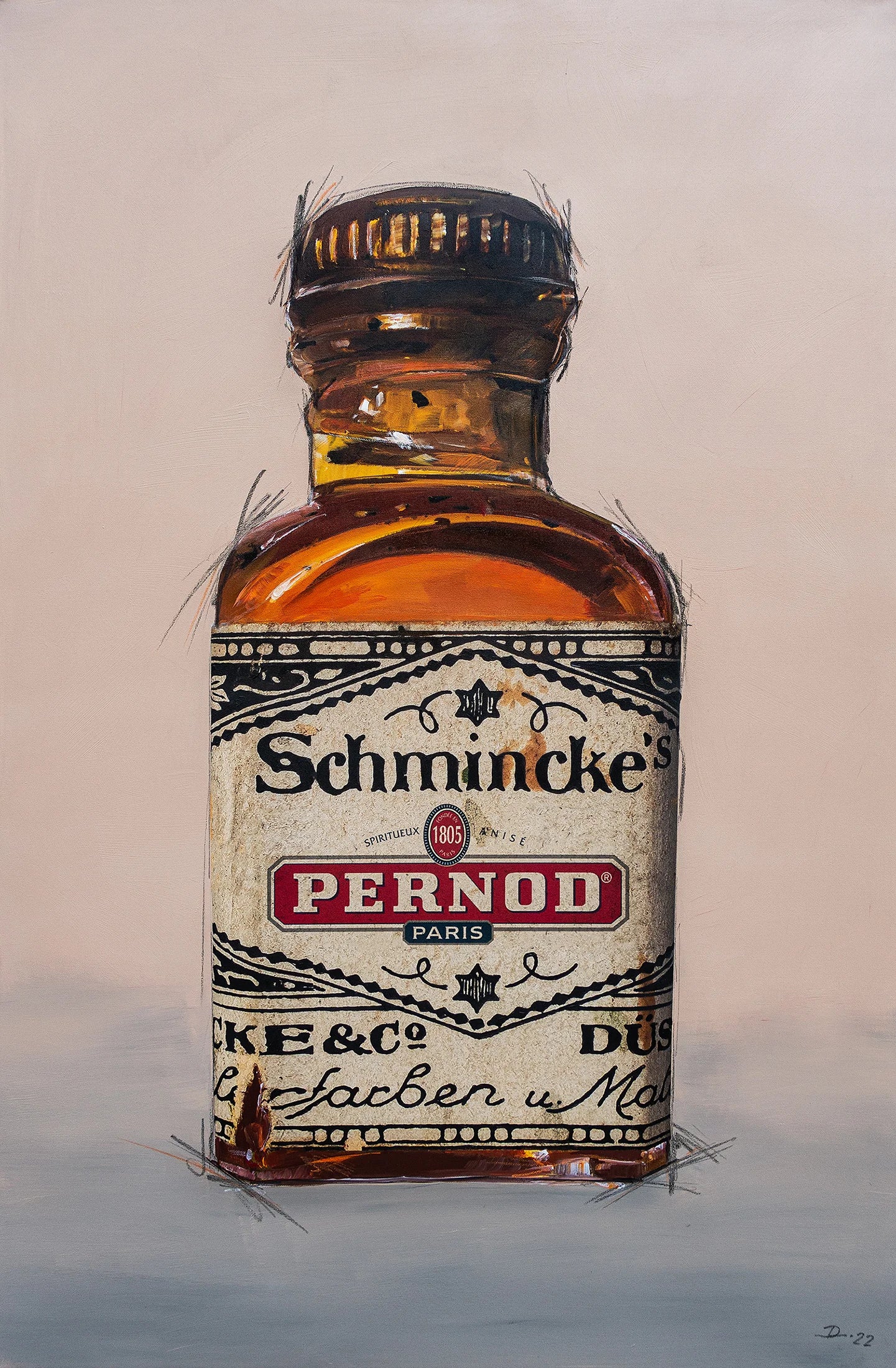 Bild einer Pernod Flasche als Alkoholika Artefakt Kunstdruck von Dominik Lommer als Bild oder Poster für Wohnzimmer