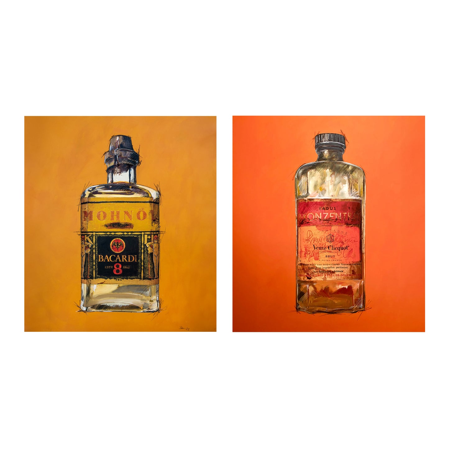 Bilder für Wohnung, Alkohol-Duo, à 30 x 40 cm Exklusives Geschenk für Männer
