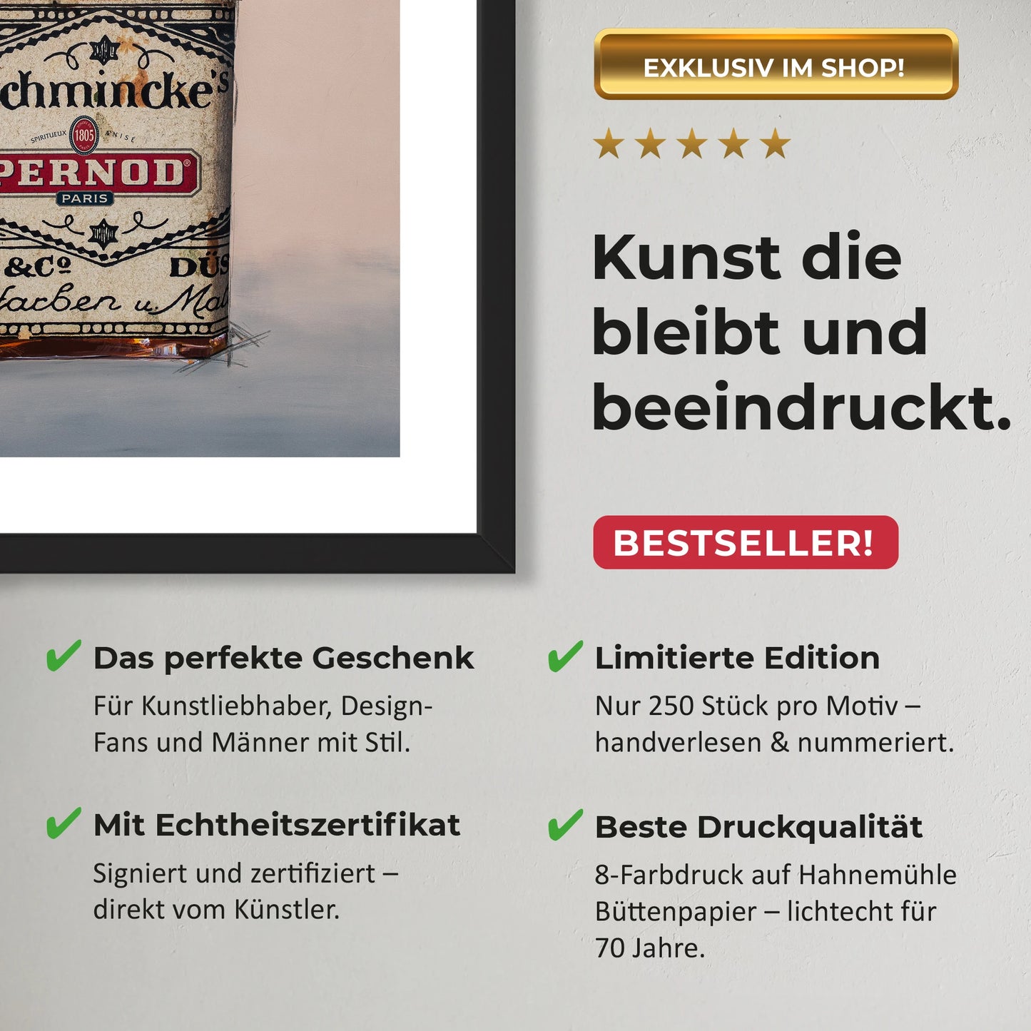 Wandbild Bestseller Kunstdrucke für Wohnzimmer Limitiert mit Zertifikat Poster Geschenk