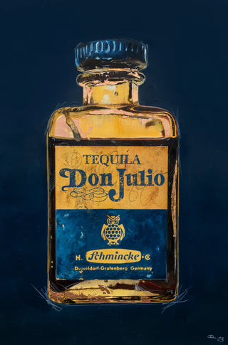 Alkoholika Artefakt Tequila Wandbild in blau und gold für Wohnzimmer
