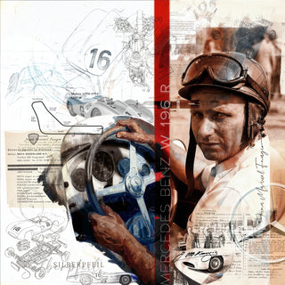 Bild für Wohnzimmer: Racing Legend Juan Manuel Fangio 60x60cm