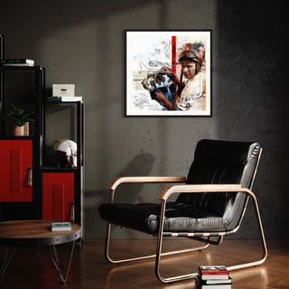 Bild für Wohnzimmer: Racing Legend Juan Manuel Fangio 60x60cm