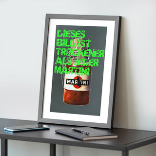 Lustiger Kunstdruck Martini als Wandbild für Wohnzimmer und Geschenk für Männer