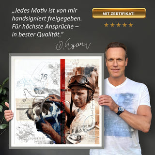 Bild für Wohnzimmer: Racing Legend Juan Manuel Fangio 60x60cm