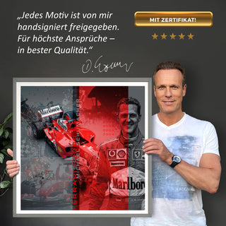 Bild für Wohnzimmer: Racing Legend Michael Schumacher 60x60cm