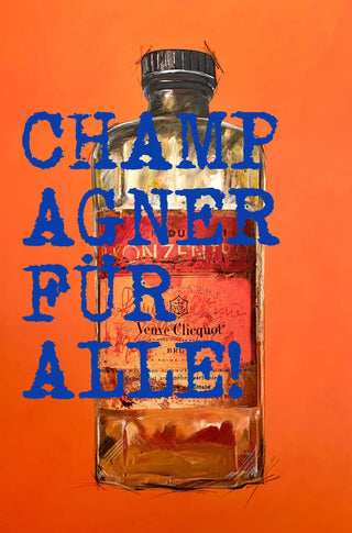 Bild in orange und blau mit lustigen Sprüchen als poster für wohnzimmer