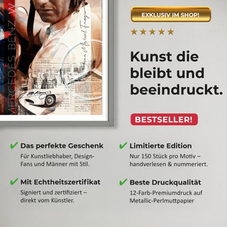 Bild für Wohnzimmer: Racing Legend Juan Manuel Fangio 60x60cm