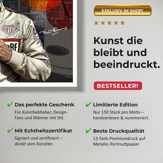 Bild für Wohnzimmer: Le Mans Legacy – Paul Newman 60x60cm