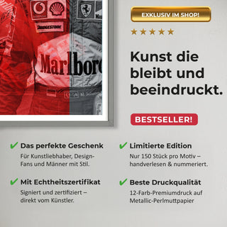 Bild für Wohnzimmer: Racing Legend Michael Schumacher 60x60cm