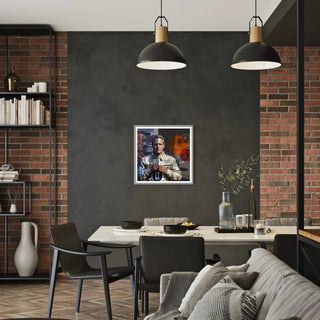 Bild von Paul Newman im Rennanzug als Kunstdruck an der Wand