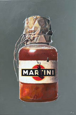 Bild einer Martini Flasche als Alkoholika Artefakt Kunstdruck von Dominik Lommer als Bild oder Poster für Wohnzimmer